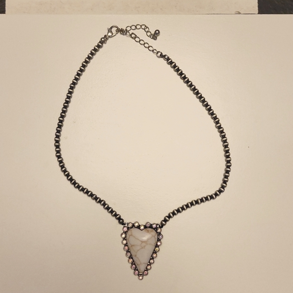 Heart Shaped Silver-Tone Necklace